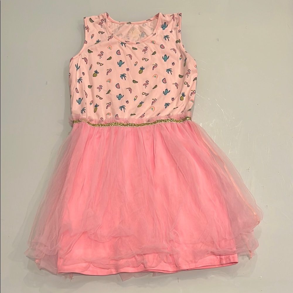 EGG flamingo 🦩 🌴 🍉 🍍 Pink Sleeveless tutu Kids Dress